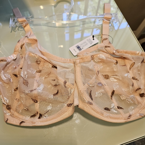 Skarlett Blue Sheer Lace Bra in Cream and Brown - Picture 1 of 2